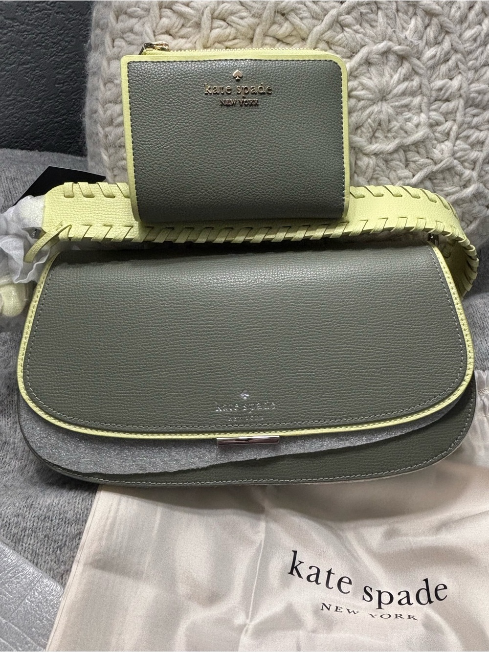 ♠️Kate Spade Quinn Floral Strap Shoulder Bag, Dusky Pine Multi & L-zip wallet